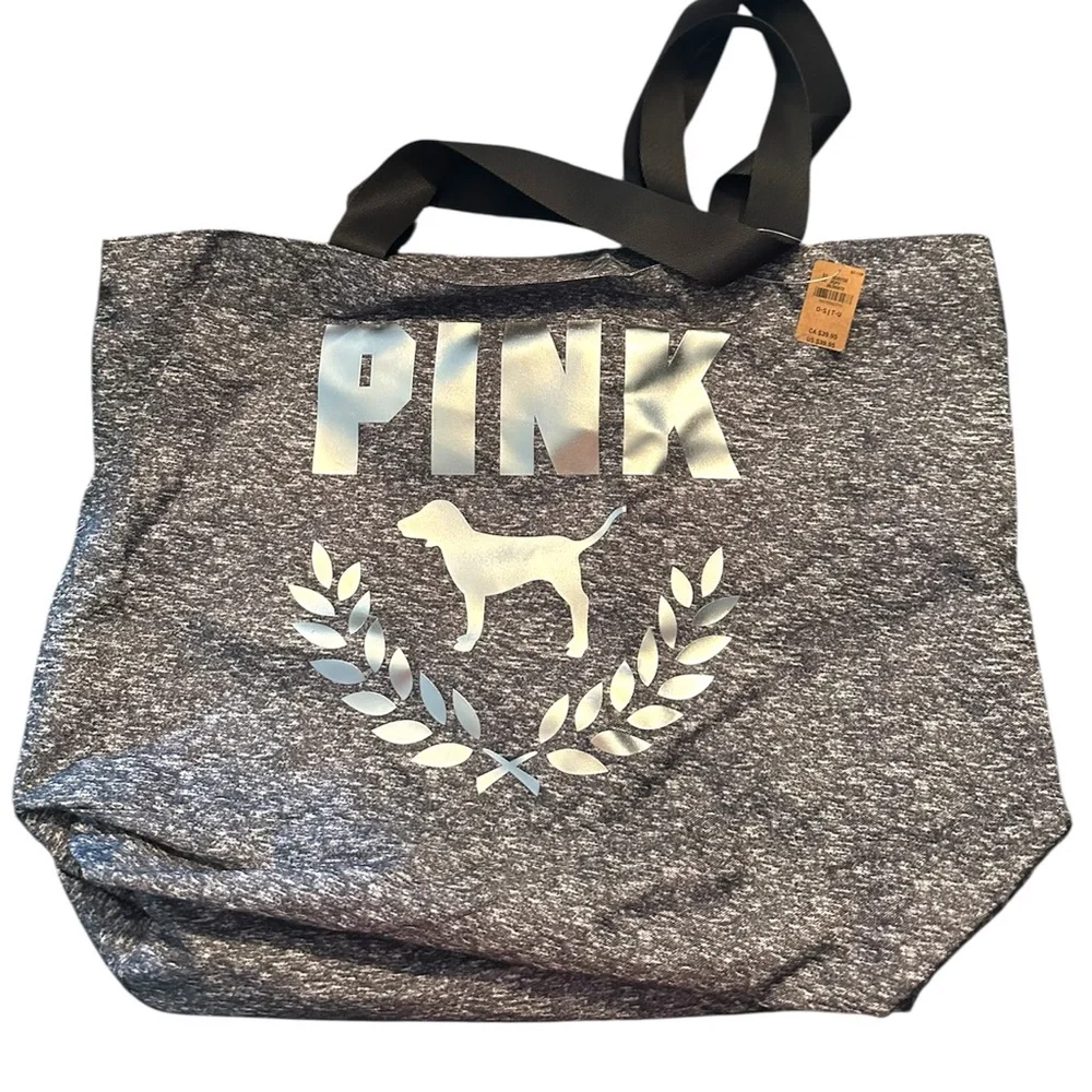 NWT Victoria's Secret PINK Large Weekender Tote Classic Stormy Heather Grey - Picture 3 of 3